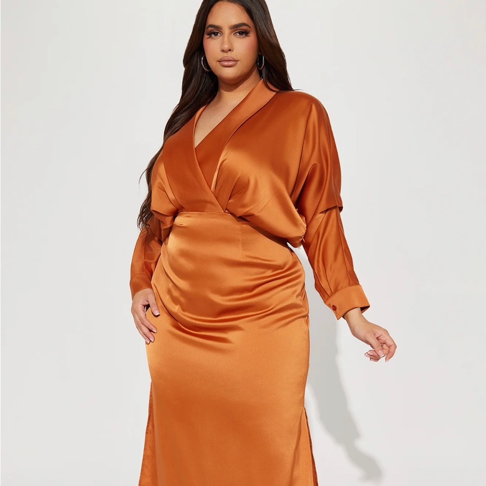 Sadie Satin Maxi Dress - Rust